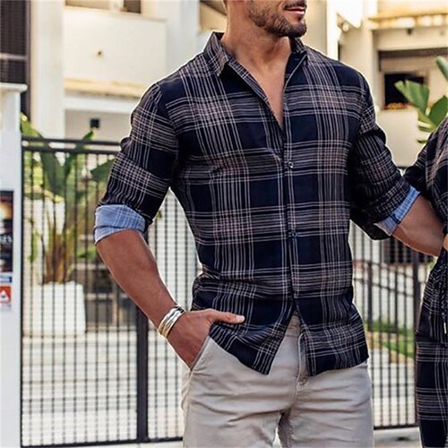 Men's Shirt Plaid Turndown Street Casual Button-Down Long Sleeve Tops Casual Fashion Breathable Comfortable Blue
Men's Shirt Plaid Turndown Street Casual Button-Down Long Sleeve Tops Casual Fashion Breathable Comfortable Blue