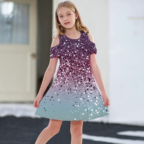 Kids Girls' Dress Graphic A Line Dress Above Knee Dress Daily Print Short Sleeve Cute Dress 3-12 Years Spring Purple
Kids Girls' Dress Graphic A Line Dress Above Knee Dress Daily Print Short Sleeve Cute Dress 3-12 Years Spring Purple