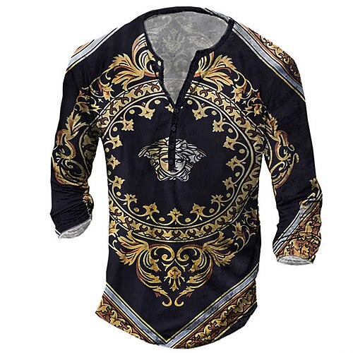 Men's Henley Shirt Tee T shirt 3D Print Floral Graphic Plus Size Henley Daily Sports Button-Down Print Long Sleeve Tops Basic Casual Classic Designer Gold
Men's Henley Shirt Tee T shirt 3D Print Floral Graphic Plus Size Henley Daily Sports Button-Down Print Long Sleeve Tops Basic Casual Classic Designer Gold
