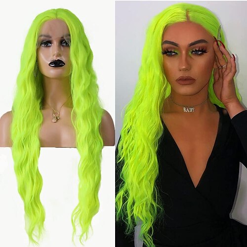 Synthetic Lace Wig Deep Wave Style 16-26 inch Green Middle Part 132.5 lace front Wig Women's Wig fluorescent green / Party Evening / Daily Wear
Synthetic Lace Wig Deep Wave Style 16-26 inch Green Middle Part 132.5 lace front Wig Women's Wig fluorescent green / Party Evening / Daily Wear