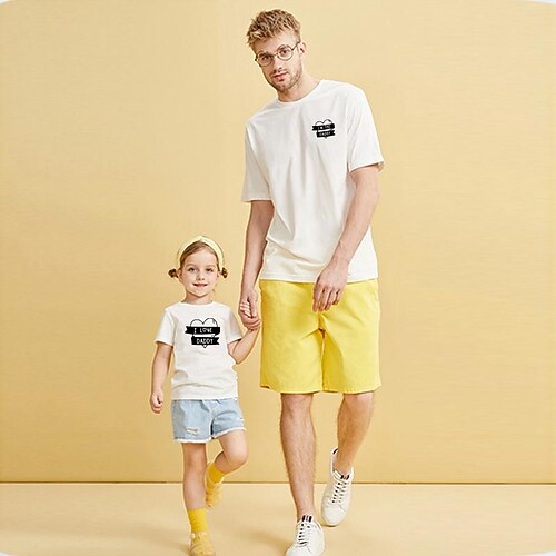 Dad and Daughter T shirt Tops Wool Heart Letter Daily Print White Gray Red Short Sleeve Basic Matching Outfits / Summer / Casual / Cotton
Dad and Daughter T shirt Tops Wool Heart Letter Daily Print White Gray Red Short Sleeve Basic Matching Outfits / Summer / Casual / Cotton