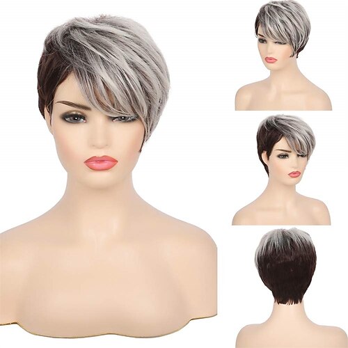 Brown Mix Grey Short Womens Wig with Bangs Fluffy Replacement Hair Synthetic Wigs for Women Natural Looking Heat Resistant Wigs
Brown Mix Grey Short Womens Wig with Bangs Fluffy Replacement Hair Synthetic Wigs for Women Natural Looking Heat Resistant Wigs