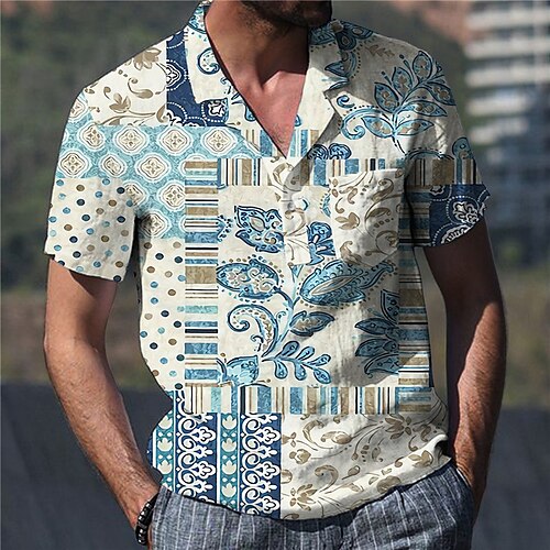 Men's Shirt Print Floral Color Block Turndown Street Casual Button-Down Print Short Sleeve Tops Casual Fashion Designer Breathable Blue / Spring / Summer
Men's Shirt Print Floral Color Block Turndown Street Casual Button-Down Print Short Sleeve Tops Casual Fashion Designer Breathable Blue / Spring / Summer