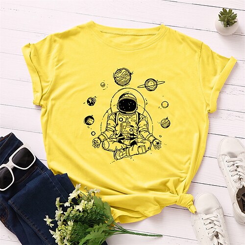 Women's Plus Size Tops Blouse T shirt Tee Astronaut Print Short Sleeve Crewneck Basic Streetwear Daily Vacation Cotton Spring Summer Green White
Women's Plus Size Tops Blouse T shirt Tee Astronaut Print Short Sleeve Crewneck Basic Streetwear Daily Vacation Cotton Spring Summer Green White