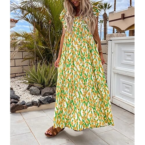 Women's A Line Dress Maxi long Dress Blue Pink Yellow Short Sleeve Floral Print Summer Square Neck Boho 2022 S M L XL XXL
Women's A Line Dress Maxi long Dress Blue Pink Yellow Short Sleeve Floral Print Summer Square Neck Boho 2022 S M L XL XXL