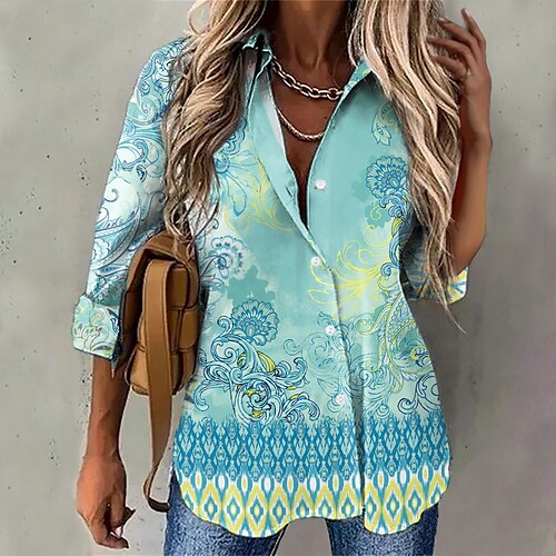 Women's Floral Theme Blouse Shirt Floral Button Print Shirt Collar Casual Streetwear Tops Green / 3D Print
Women's Floral Theme Blouse Shirt Floral Button Print Shirt Collar Casual Streetwear Tops Green / 3D Print