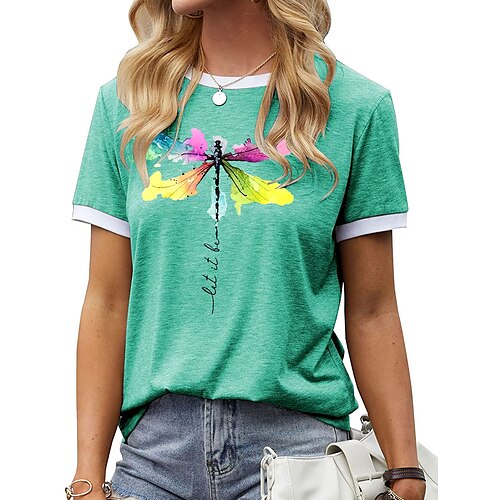 Women's T shirt Graphic Letter Patchwork Print Round Neck Basic Tops Green Blue Gray
Women's T shirt Graphic Letter Patchwork Print Round Neck Basic Tops Green Blue Gray