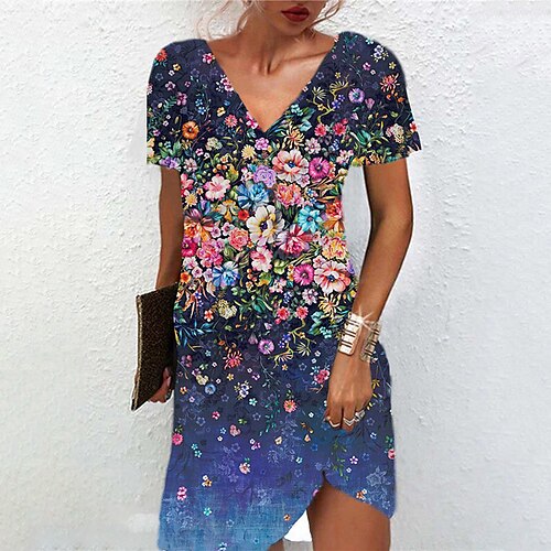 Women's A Line Dress Short Mini Dress Blue Short Sleeve Floral Print Spring Summer V Neck Casual Vacation 2022 S M L XL XXL 3XL
Women's A Line Dress Short Mini Dress Blue Short Sleeve Floral Print Spring Summer V Neck Casual Vacation 2022 S M L XL XXL 3XL