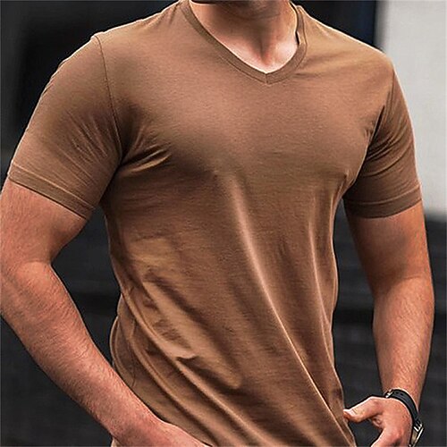 Men's T shirt Solid Color V Neck Street Casual Short Sleeve Tops Fashion Comfortable Sports Brown
Men's T shirt Solid Color V Neck Street Casual Short Sleeve Tops Fashion Comfortable Sports Brown