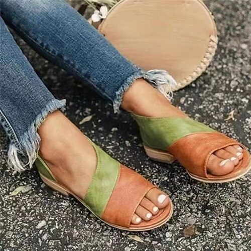Women's Sandals Plus Size Flat Heel Round Toe Open Toe Casual Daily PU Leather Loafer Spring Summer Color Block Green Khaki Blue
Women's Sandals Plus Size Flat Heel Round Toe Open Toe Casual Daily PU Leather Loafer Spring Summer Color Block Green Khaki Blue