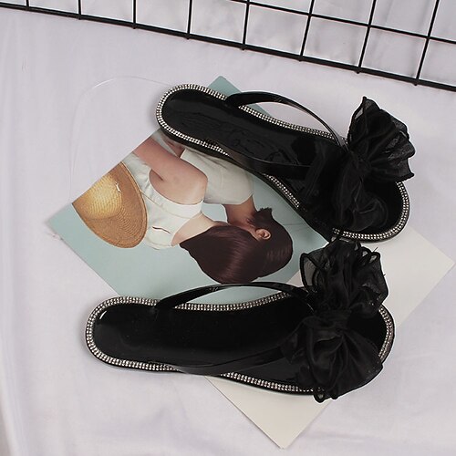 Women's Flip-Flops Flat Sandals Rhinestone Bowknot Flat Heel Round Toe Open Toe Elegant Casual Daily PVC Loafer Spring Summer Solid Colored Almond White Black
Women's Flip-Flops Flat Sandals Rhinestone Bowknot Flat Heel Round Toe Open Toe Elegant Casual Daily PVC Loafer Spring Summer Solid Colored Almond White Black
