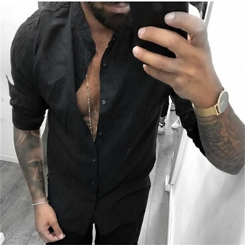 Men's Shirt Solid Color Stand Collar Street Casual Button-Down Long Sleeve Tops Casual Fashion Breathable Comfortable White Black Gray
Men's Shirt Solid Color Stand Collar Street Casual Button-Down Long Sleeve Tops Casual Fashion Breathable Comfortable White Black Gray