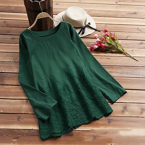 Mujer Talla extra Tops Blusa Camisa Plano Manga Larga Básico Ropa de calle Diario Vacaciones Algodón Invierno Otoño Verde Trébol Rosa
Mujer Talla extra Tops Blusa Camisa Plano Manga Larga Básico Ropa de calle Diario Vacaciones Algodón Invierno Otoño Verde Trébol Rosa