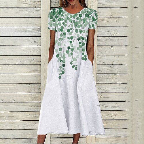Women's A Line Dress Midi Dress White Short Sleeve Print Pocket Print Spring Summer Round Neck Stylish Casual Modern 2022 S M L XL XXL 3XL
Women's A Line Dress Midi Dress White Short Sleeve Print Pocket Print Spring Summer Round Neck Stylish Casual Modern 2022 S M L XL XXL 3XL