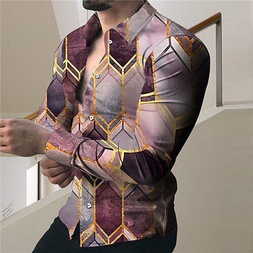Men's Shirt Geometry Turndown Street Casual Button-Down Print Long Sleeve Tops Casual Fashion Designer Breathable Pink
Men's Shirt Geometry Turndown Street Casual Button-Down Print Long Sleeve Tops Casual Fashion Designer Breathable Pink