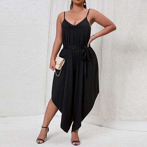 Women's Jumpsuit Lace up Solid Color Strap Casual Street Casual Wide Leg Regular Fit Sleeveless Black XL XXL 3XL Spring
Women's Jumpsuit Lace up Solid Color Strap Casual Street Casual Wide Leg Regular Fit Sleeveless Black XL XXL 3XL Spring