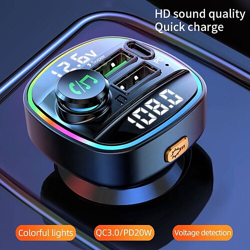 C22 Car Bluetooth 5.0 Fm Transmitter Qc3.0 PD20W Charger Fast Charging Mp3 Player For Car New Dual Display Voltage Detection
C22 Car Bluetooth 5.0 Fm Transmitter Qc3.0 PD20W Charger Fast Charging Mp3 Player For Car New Dual Display Voltage Detection