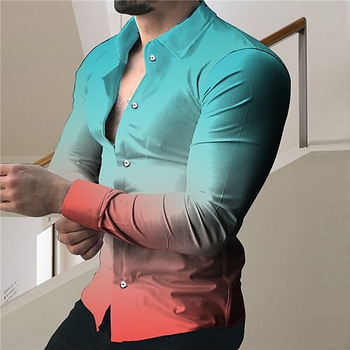Men's Shirt Gradient Turndown Street Casual Button-Down Print Long Sleeve Tops Casual Fashion Designer Breathable Blue
Men's Shirt Gradient Turndown Street Casual Button-Down Print Long Sleeve Tops Casual Fashion Designer Breathable Blue