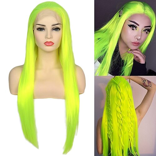 Synthetic Lace Wig Straight Style 12-26 inch Green Middle Part 132.5 lace front Wig Women's Wig fluorescent green
Synthetic Lace Wig Straight Style 12-26 inch Green Middle Part 132.5 lace front Wig Women's Wig fluorescent green