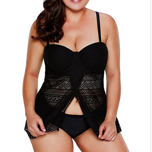 Women's Swimwear Tankini 2 Piece Plus Size Swimsuit Open Back Lace Pure Color Black Red Navy Blue Camisole Strap Bathing Suits New Vacation Fashion / Modern / Padded Bras
Women's Swimwear Tankini 2 Piece Plus Size Swimsuit Open Back Lace Pure Color Black Red Navy Blue Camisole Strap Bathing Suits New Vacation Fashion / Modern / Padded Bras