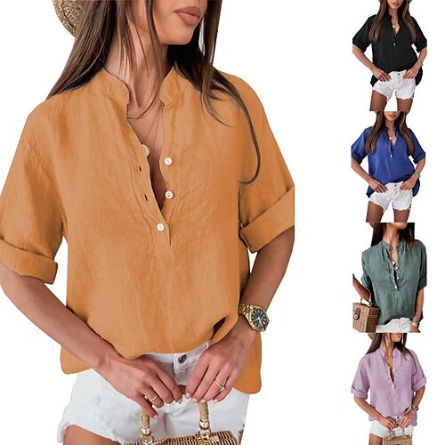 2022 summer new amazon solid color casual pullover five-point sleeve shirt european and american women's mid-sleeve new shirt
2022 summer new amazon solid color casual pullover five-point sleeve shirt european and american women's mid-sleeve new shirt