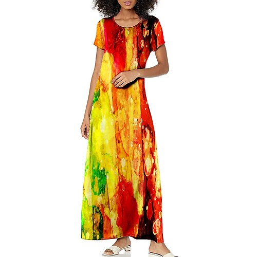 Women's A Line Dress Maxi long Dress Black Red Yellow Short Sleeve Color Block Abstract Print Spring Summer Crew Neck Vacation Classic 2022 S M L XL XXL 3XL / 3D Print
Women's A Line Dress Maxi long Dress Black Red Yellow Short Sleeve Color Block Abstract Print Spring Summer Crew Neck Vacation Classic 2022 S M L XL XXL 3XL / 3D Print