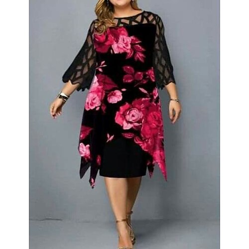 Women's Plus Size Holiday Dress Floral Crew Neck Ruched 3/4 Length Sleeve Fall Spring Basic Casual Sexy Midi Dress Daily Weekend Dress / Cotton / Print
Women's Plus Size Holiday Dress Floral Crew Neck Ruched 3/4 Length Sleeve Fall Spring Basic Casual Sexy Midi Dress Daily Weekend Dress / Cotton / Print