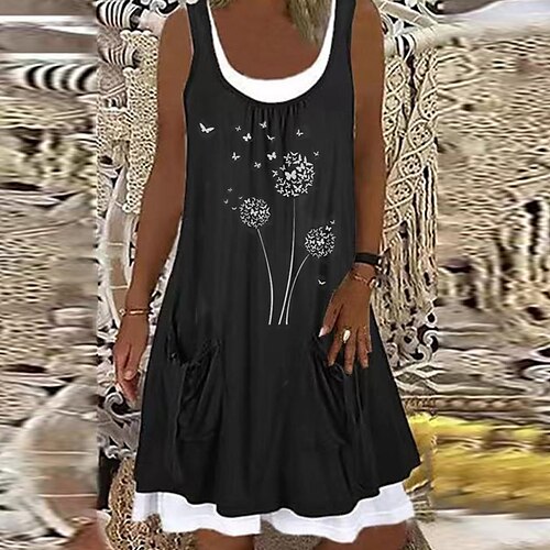 Women's Casual Dress Shift Dress Mini Dress Black Khaki Dark Blue Sleeveless Floral Fake two piece Spring Summer Crew Neck 2022 S M L XL XXL 3XL 4XL 5XL
Women's Casual Dress Shift Dress Mini Dress Black Khaki Dark Blue Sleeveless Floral Fake two piece Spring Summer Crew Neck 2022 S M L XL XXL 3XL 4XL 5XL