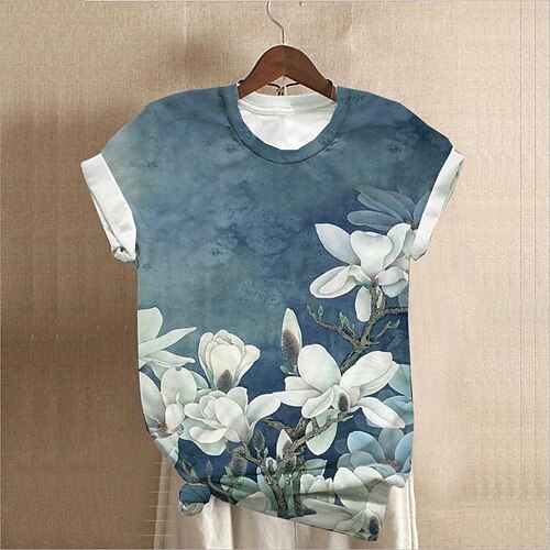 Women's Plus Size Tops T shirt Floral Print Short Sleeve Crewneck Streetwear Daily Sports Cotton Spandex Jersey Spring Summer Blue
Women's Plus Size Tops T shirt Floral Print Short Sleeve Crewneck Streetwear Daily Sports Cotton Spandex Jersey Spring Summer Blue