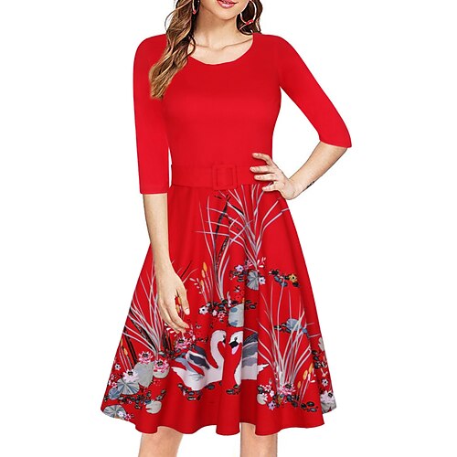 Women's A Line Dress Knee Length Dress Black Red Navy Blue 3/4 Length Sleeve Print Print Spring Summer Crew Neck Vintage 2022 S M L XL XXL 3XL 4XL
Women's A Line Dress Knee Length Dress Black Red Navy Blue 3/4 Length Sleeve Print Print Spring Summer Crew Neck Vintage 2022 S M L XL XXL 3XL 4XL
