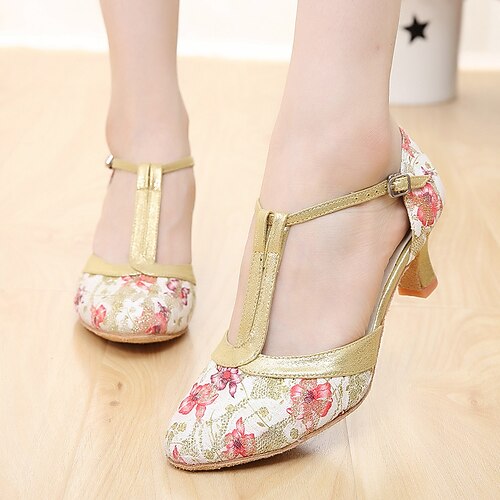 Women's Modern Shoes Ballroom Shoes Training Performance Waltz Party Collections Professional Pattern / Print High Heel Round Toe T-Strap Adults' Pink / White Blue
Women's Modern Shoes Ballroom Shoes Training Performance Waltz Party Collections Professional Pattern / Print High Heel Round Toe T-Strap Adults' Pink / White Blue