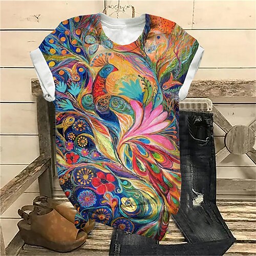 Women's Plus Size Tops T shirt Tee Floral Print Short Sleeve Crewneck Streetwear Daily Sports Cotton Spandex Jersey Spring Summer Rainbow
Women's Plus Size Tops T shirt Tee Floral Print Short Sleeve Crewneck Streetwear Daily Sports Cotton Spandex Jersey Spring Summer Rainbow