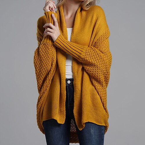Women's Cardigan Knitted Pure Color Stylish Elegant Soft Long Sleeve Batwing Sleeve Sweater Cardigans V Neck Spring Summer Purple Red Yellow
Women's Cardigan Knitted Pure Color Stylish Elegant Soft Long Sleeve Batwing Sleeve Sweater Cardigans V Neck Spring Summer Purple Red Yellow