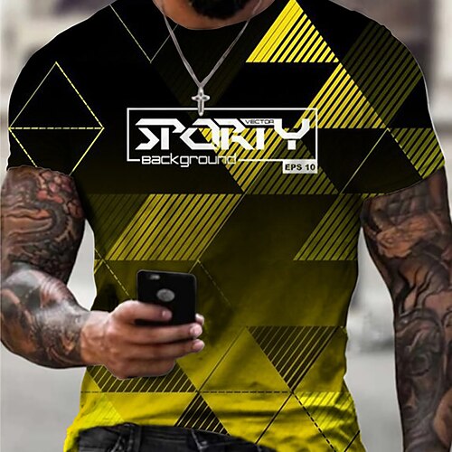 Men's T shirt 3D Print Graphic Geometric Crew Neck Casual Daily Print Short Sleeve Tops Fashion Vintage Designer Big and Tall Yellow
Men's T shirt 3D Print Graphic Geometric Crew Neck Casual Daily Print Short Sleeve Tops Fashion Vintage Designer Big and Tall Yellow