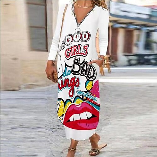 Women's Shift Dress Maxi long Dress Blue White Black Rainbow Red Long Sleeve Butterfly Letter Animal Zipper Print Spring Summer V Neck Elegant Casual 2022 S M L XL XXL 3XL 4XL
Women's Shift Dress Maxi long Dress Blue White Black Rainbow Red Long Sleeve Butterfly Letter Animal Zipper Print Spring Summer V Neck Elegant Casual 2022 S M L XL XXL 3XL 4XL