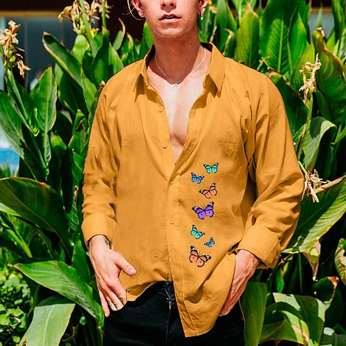 Men's Shirt Butterfly Turndown Street Casual Button-Down Long Sleeve Tops Casual Fashion Breathable Comfortable Blue Black Yellow
Men's Shirt Butterfly Turndown Street Casual Button-Down Long Sleeve Tops Casual Fashion Breathable Comfortable Blue Black Yellow