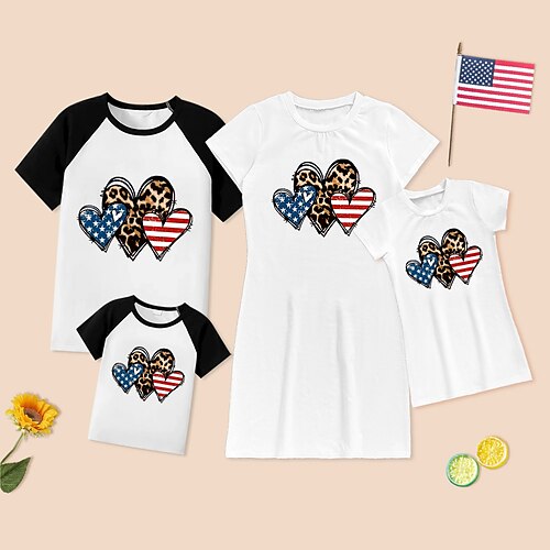 Family Look American National Day Dresses T shirt Tops Heart Leopard Star Causal Patchwork White Short Sleeve Knee-length Daily Matching Outfits
Family Look American National Day Dresses T shirt Tops Heart Leopard Star Causal Patchwork White Short Sleeve Knee-length Daily Matching Outfits