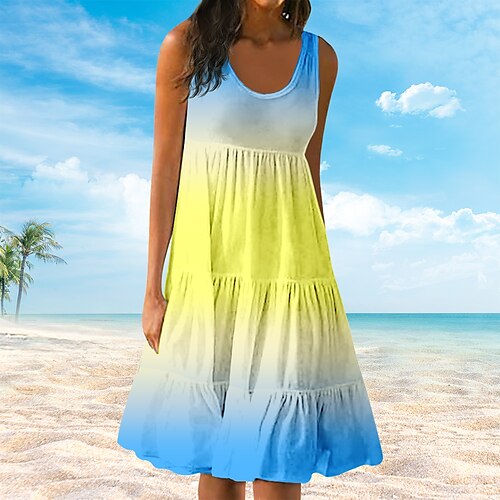 Women's Shift Dress Knee Length Dress Yellow Light Green Fuchsia Sleeveless Print Color Gradient Print Spring Summer Crew Neck Casual Belt Not Included Loose Linen S M L XL XXL 3XL 4XL 5XL
Women's Shift Dress Knee Length Dress Yellow Light Green Fuchsia Sleeveless Print Color Gradient Print Spring Summer Crew Neck Casual Belt Not Included Loose Linen S M L XL XXL 3XL 4XL 5XL