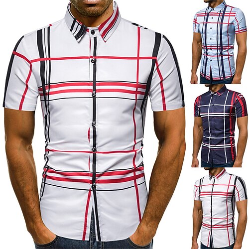 Men's Shirt Lattice Turndown Street Casual Button-Down Print Short Sleeve Tops Casual Fashion Breathable Comfortable Blue White Navy Blue
Men's Shirt Lattice Turndown Street Casual Button-Down Print Short Sleeve Tops Casual Fashion Breathable Comfortable Blue White Navy Blue