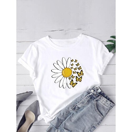 Women's Plus Size Curve Tops T shirt Sunflower Short Sleeve Round Neck Basic Daily Sports Cotton Spring Summer Green Black
Women's Plus Size Curve Tops T shirt Sunflower Short Sleeve Round Neck Basic Daily Sports Cotton Spring Summer Green Black