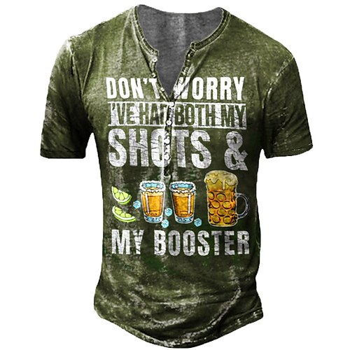 Men's Henley Shirt T shirt 3D Print Graphic Drink Letter Henley Street Casual Button-Down Print Short Sleeve Tops Basic Fashion Classic Comfortable Green / Sports / Summer
Men's Henley Shirt T shirt 3D Print Graphic Drink Letter Henley Street Casual Button-Down Print Short Sleeve Tops Basic Fashion Classic Comfortable Green / Sports / Summer