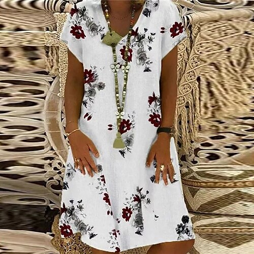 Women's Shift Dress Short Mini Dress White Short Sleeve Floral Print Spring Summer V Neck Casual 2022 S M L XL XXL
Women's Shift Dress Short Mini Dress White Short Sleeve Floral Print Spring Summer V Neck Casual 2022 S M L XL XXL