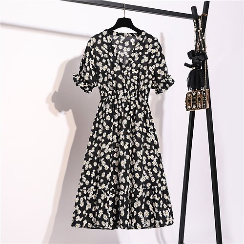 Women's A Line Dress Knee Length Dress Black Purple Fuchsia Lavender Yellow Beige Short Sleeve Floral Print Spring Summer V Neck Stylish Work Elegant 2022 S M L XL
Women's A Line Dress Knee Length Dress Black Purple Fuchsia Lavender Yellow Beige Short Sleeve Floral Print Spring Summer V Neck Stylish Work Elegant 2022 S M L XL