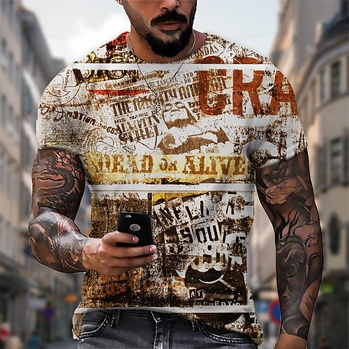 Men's T shirt 3D Print Graphic Letter Crew Neck Casual Daily Print Short Sleeve Tops Fashion Vintage Designer Big and Tall Orange
Men's T shirt 3D Print Graphic Letter Crew Neck Casual Daily Print Short Sleeve Tops Fashion Vintage Designer Big and Tall Orange