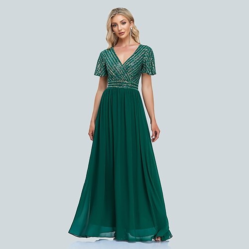 A-Line Mermaid / Trumpet Evening Gown Elegant Dress Christmas Floor Length Short Sleeve V Neck Sequined with Sequin 2022 / Prom / Sparkle & Shine
A-Line Mermaid / Trumpet Evening Gown Elegant Dress Christmas Floor Length Short Sleeve V Neck Sequined with Sequin 2022 / Prom / Sparkle & Shine