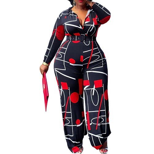 Women's Jumpsuit High Waist Geometric V Neck Casual Holiday Weekend Regular Fit Long Sleeve Black Royal Blue L XL XXL Spring
Women's Jumpsuit High Waist Geometric V Neck Casual Holiday Weekend Regular Fit Long Sleeve Black Royal Blue L XL XXL Spring