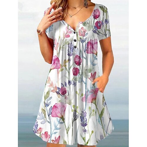 Women's A Line Dress Short Mini Dress White Short Sleeve Floral Ruched Print Spring Summer V Neck Elegant Casual 2022 M L XL XXL 3XL
Women's A Line Dress Short Mini Dress White Short Sleeve Floral Ruched Print Spring Summer V Neck Elegant Casual 2022 M L XL XXL 3XL