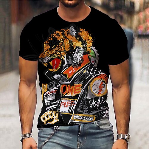 Men's Unisex T shirt 3D Print Graphic Prints Tiger Crew Neck Street Daily Print Short Sleeve Tops Casual Designer Big and Tall Sports Black
Men's Unisex T shirt 3D Print Graphic Prints Tiger Crew Neck Street Daily Print Short Sleeve Tops Casual Designer Big and Tall Sports Black