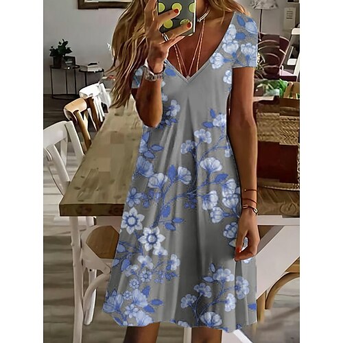 Women's Casual Dress Midi Dress Blue Short Sleeve Print Spring Summer V Neck 2022 S M L XL XXL 3XL
Women's Casual Dress Midi Dress Blue Short Sleeve Print Spring Summer V Neck 2022 S M L XL XXL 3XL