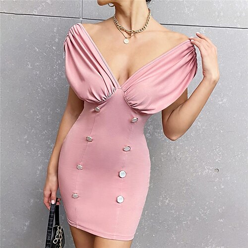 Women's Bodycon Short Mini Dress Pink Sleeveless Pure Color Button Spring Summer V Neck Stylish Elegant Formal 2022 XS S M L XL
Women's Bodycon Short Mini Dress Pink Sleeveless Pure Color Button Spring Summer V Neck Stylish Elegant Formal 2022 XS S M L XL